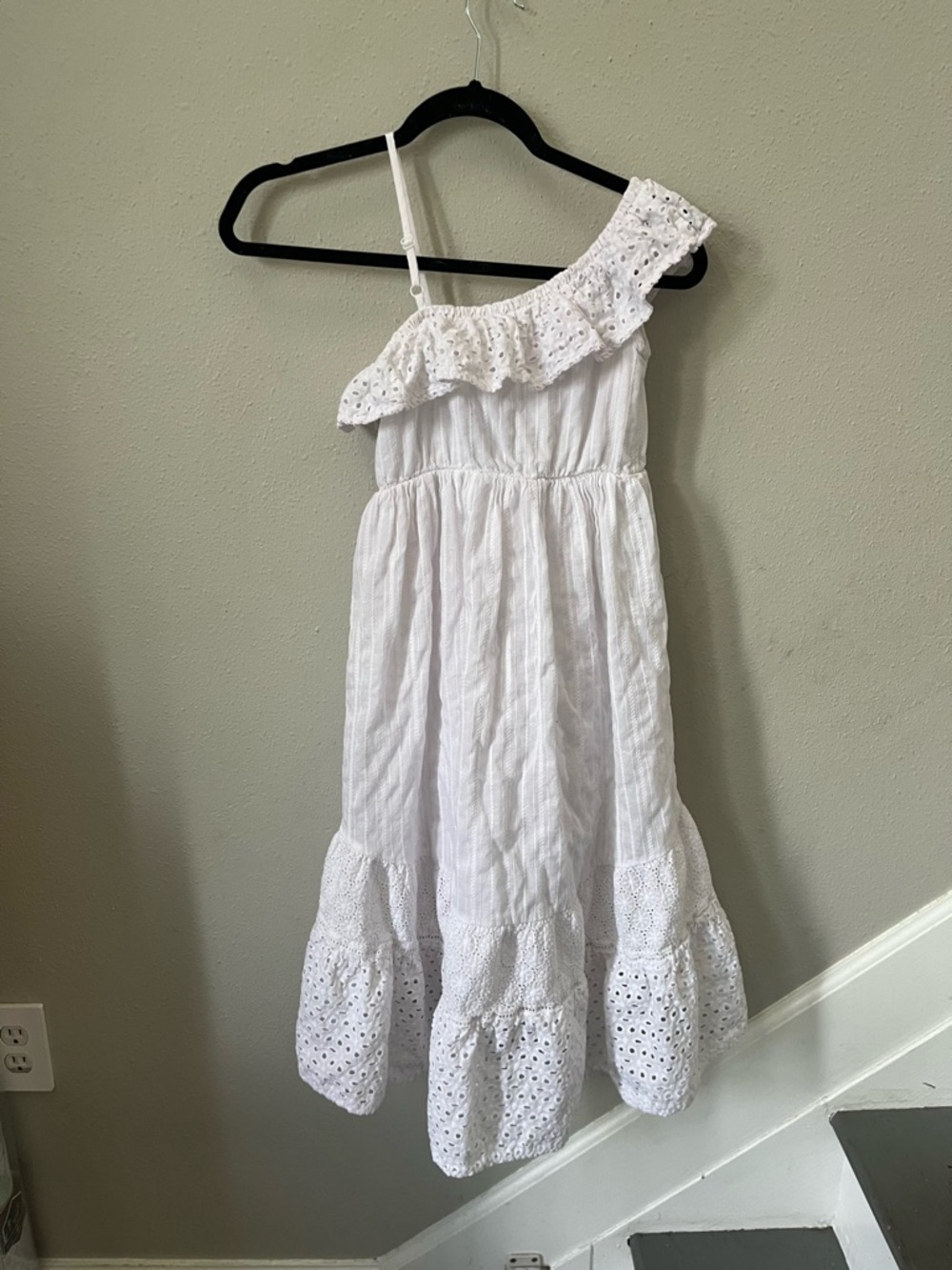 Cat & Jack White One-Shoulder Eyelet Ruffle Dress